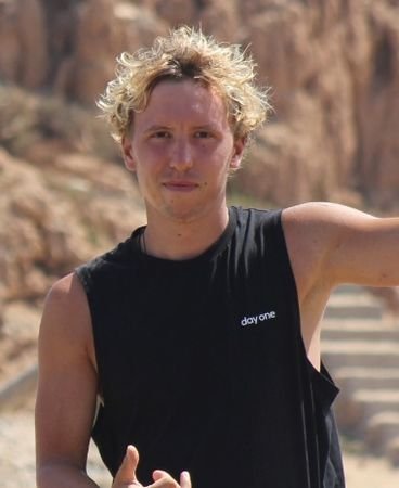 Hicham, coach at the Tamraght hostel, on the beach